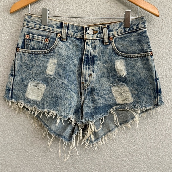 Vintage Levi's 560 Cut-Off Shorts Loose Fit Size‎ 9 JR Acid Wash - Picture 1 of 5